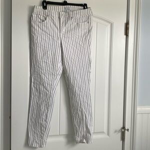 White and Black Stripe Skinny Jeans